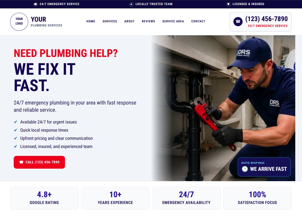 Emergency Plumbing Website ready-made website thumbnail